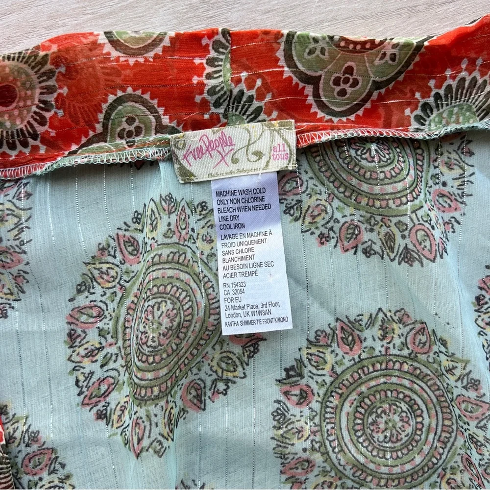 NWOT Free People Kantha Shimmer Tie Front Kimono - Picture 8 of 8